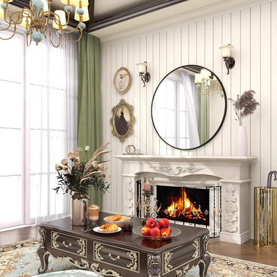 Modern Round Wall Mirror with Metal Frame – Minimalist Design for Bathroom, Living Room or Entryway