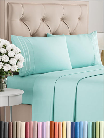 Queen 4-Pc White Sheet Set – Soft, Cooling, Luxury