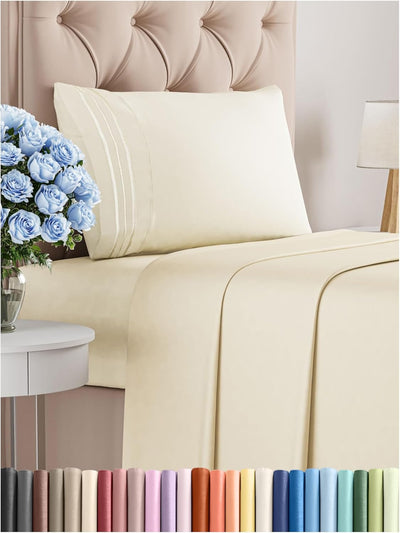 Queen 4-Pc White Sheet Set – Soft, Cooling, Luxury