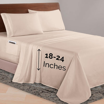 Queen 4-Pc Microfiber Sheet Set – Cream, 1500TC