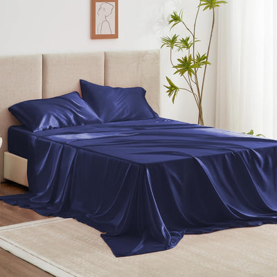 Queen Satin Sheet Set – 4 Pc Pink Silky Bedding