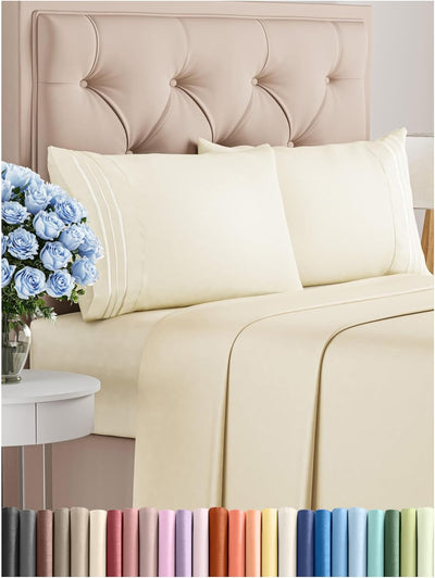 Queen 4-Pc White Sheet Set – Soft, Cooling, Luxury