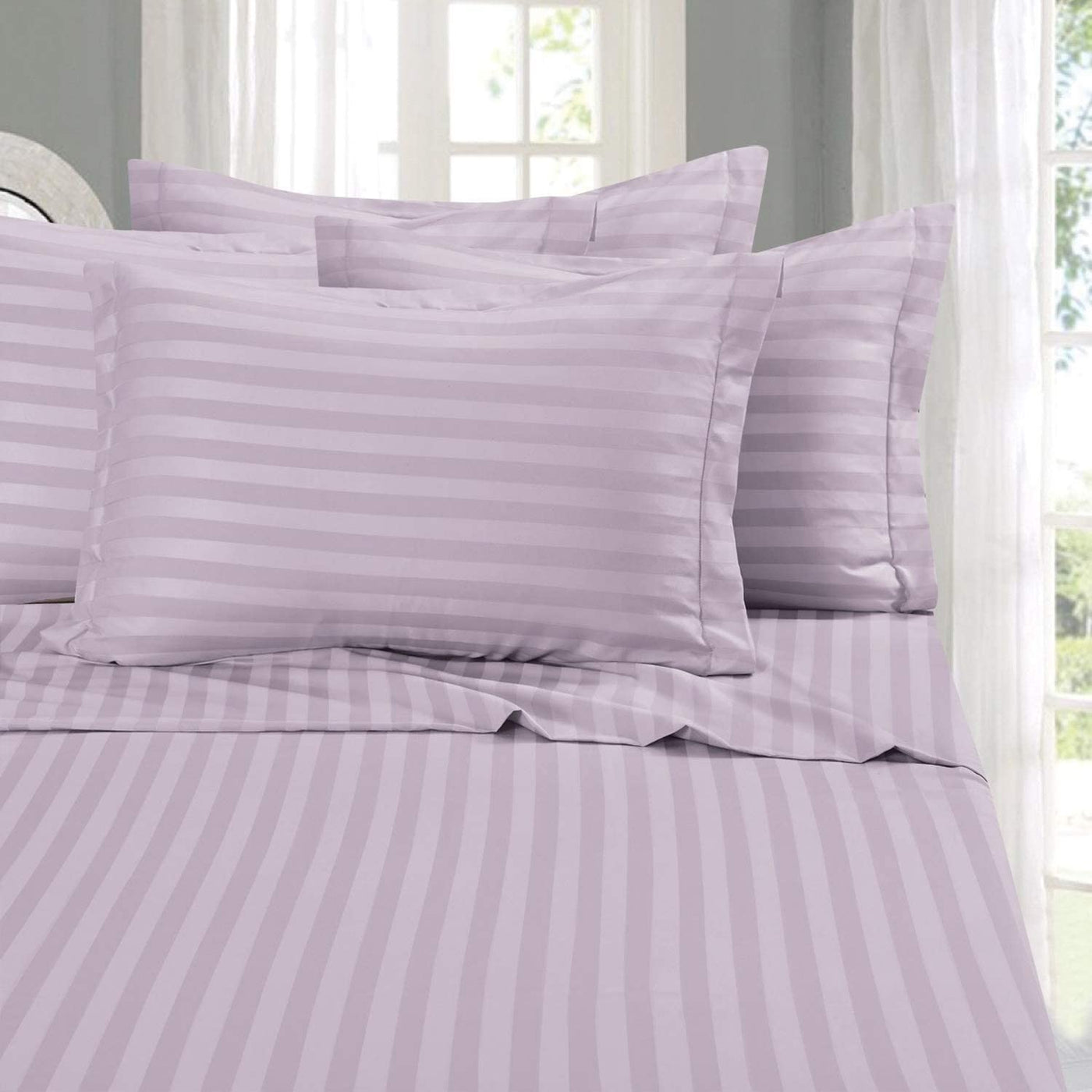 King 6-Pc Damask Stripe Sheet Set – Burgundy