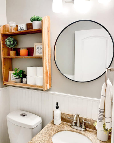 Modern Round Wall Mirror with Metal Frame – Minimalist Design for Bathroom, Living Room or Entryway