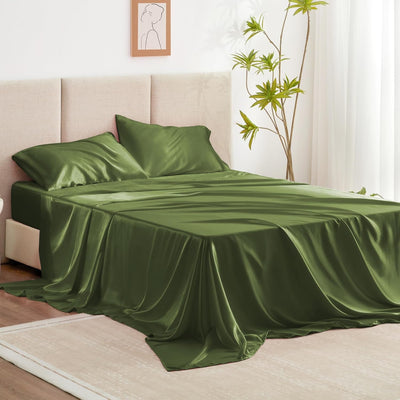 Queen Satin Sheet Set – 4 Pc Pink Silky Bedding