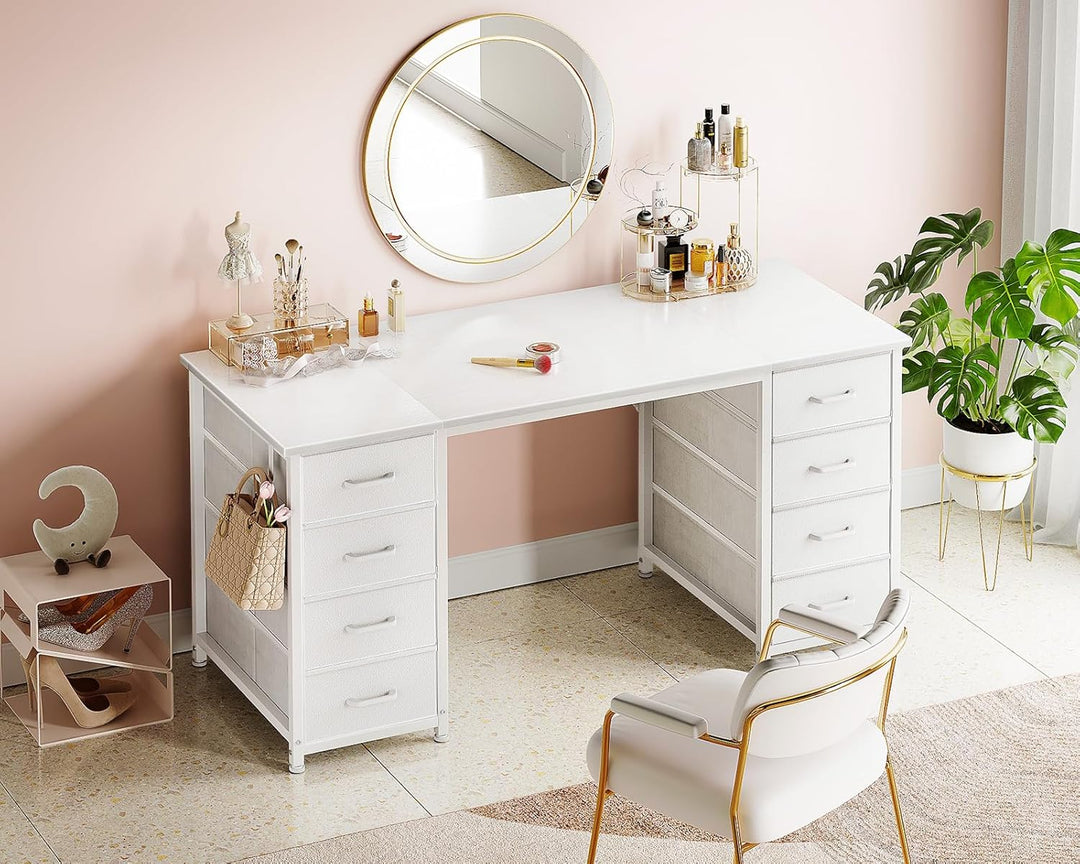 White 48" Computer Desk – Modern Desk w/ Storage