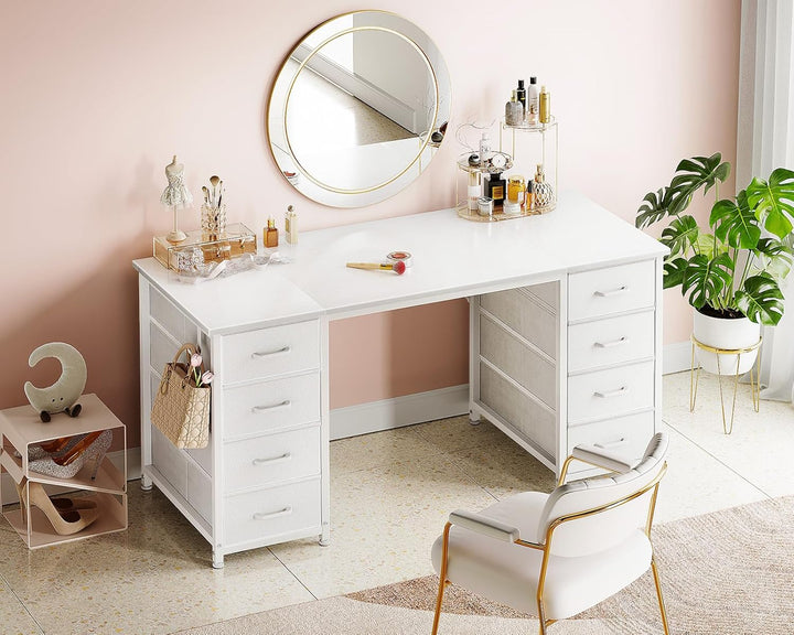 White 48" Computer Desk – Modern Desk w/ Storage