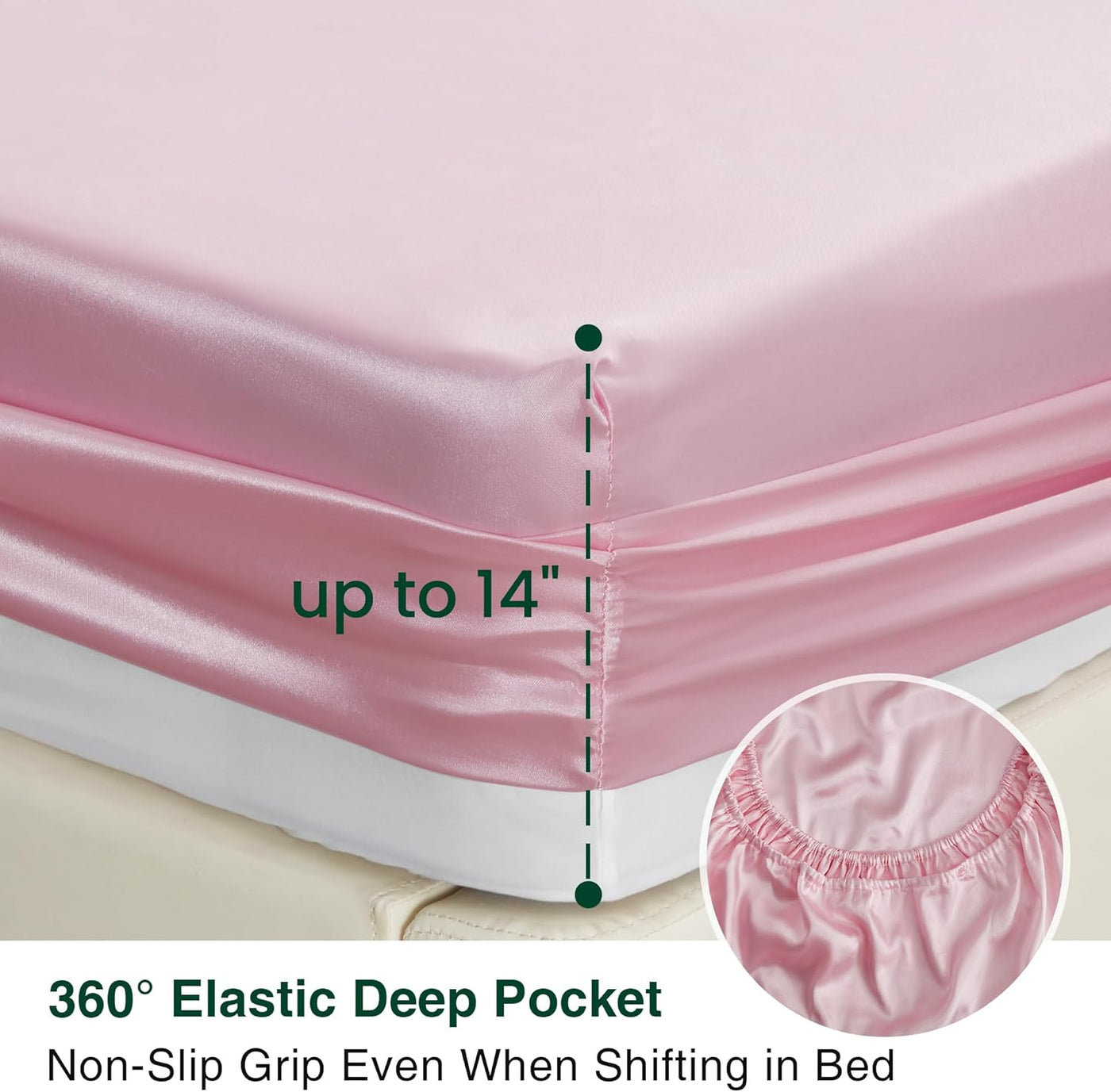 Queen Satin Sheet Set – 4 Pc Pink Silky Bedding