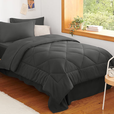 King Size Comforter Set – 7 Piece Dark Grey