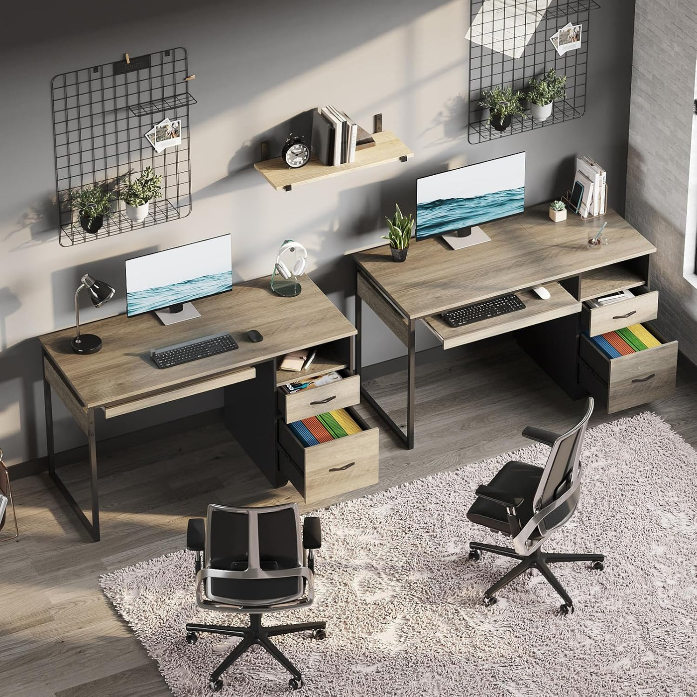 Gray 48" Computer Desk – Office Desk w/ Storage