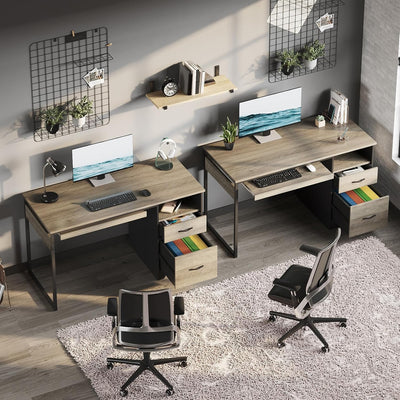 Gray 48" Computer Desk – Office Desk w/ Storage