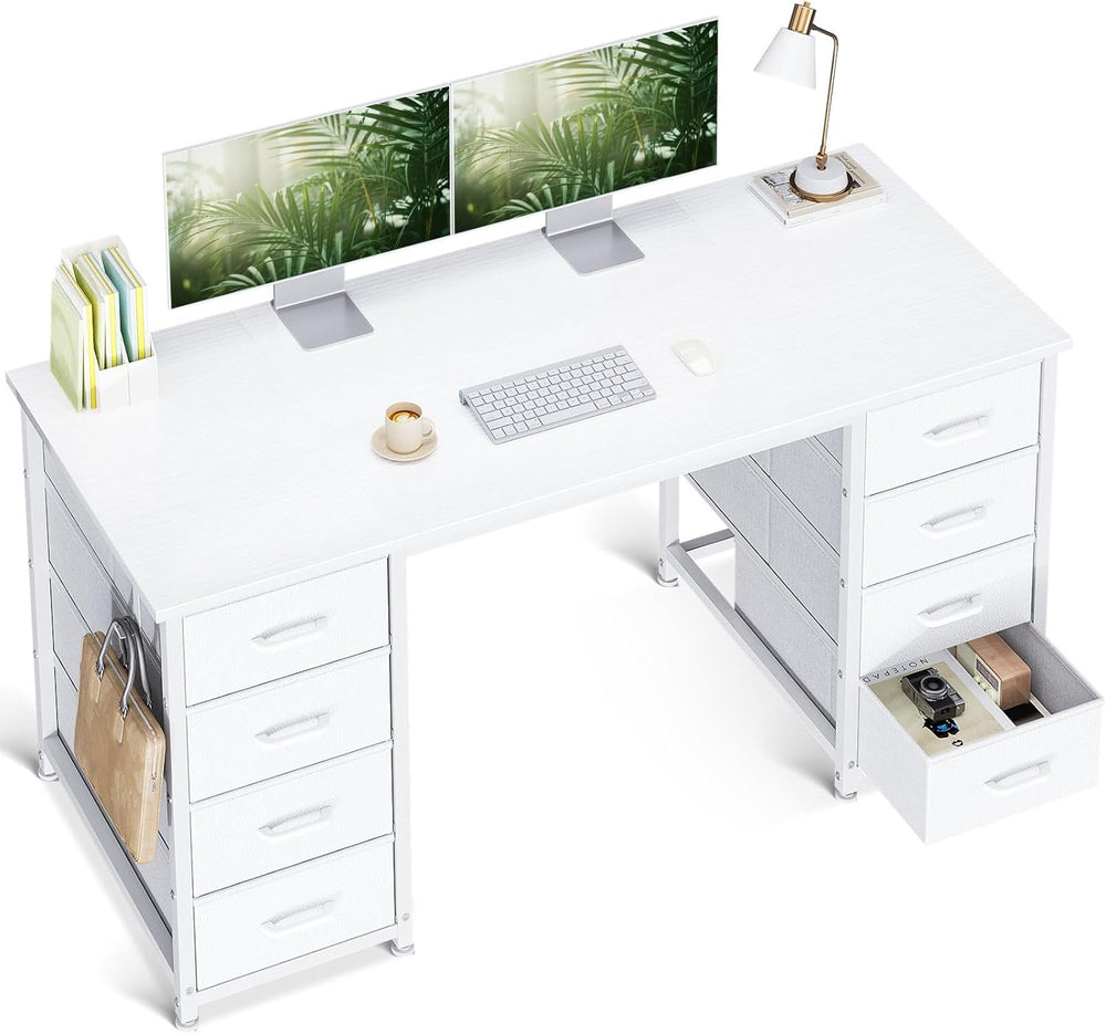 White 48" Computer Desk – Modern Desk w/ Storage