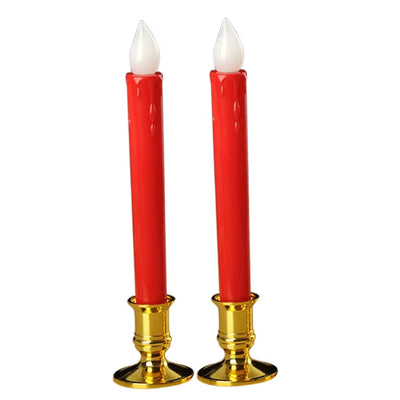 2 Set Wedding LED Candles Pillar Tea Light Church Candles Stand Flameless Votive Long Candles for Home Cafe Bar Decor