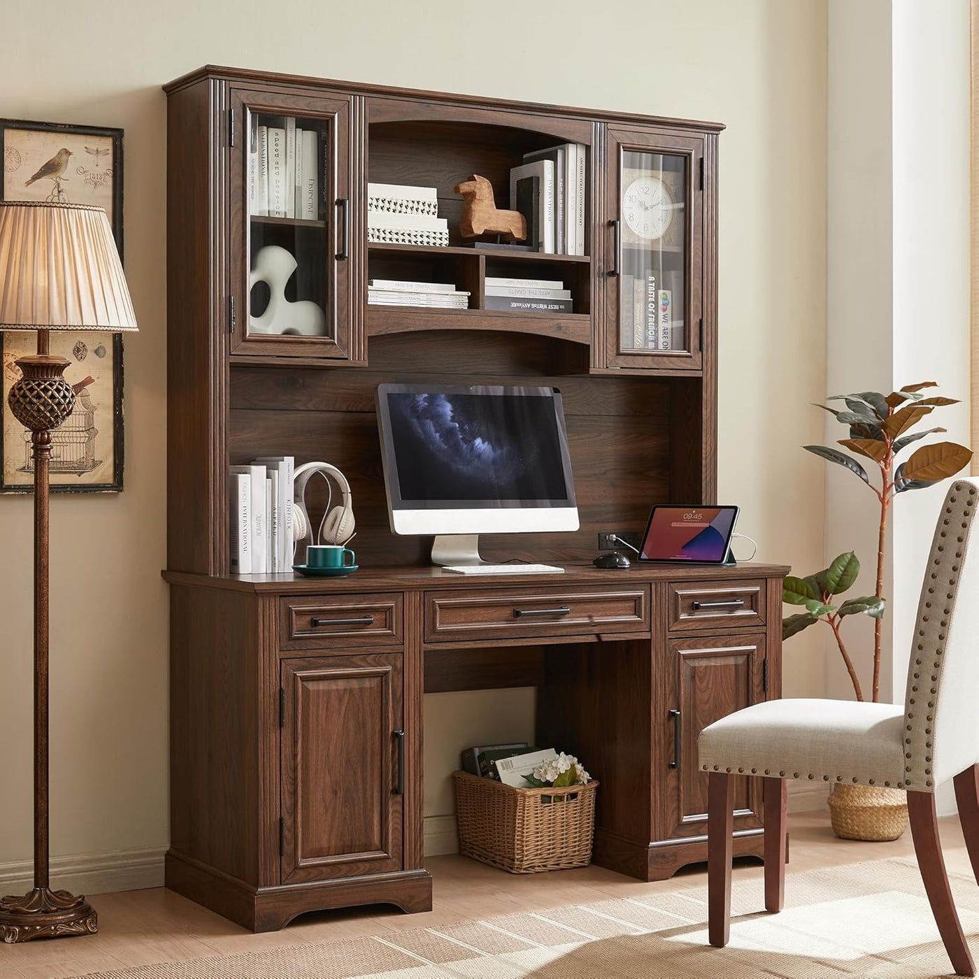 Off-White 58" Executive Desk – Farmhouse Office