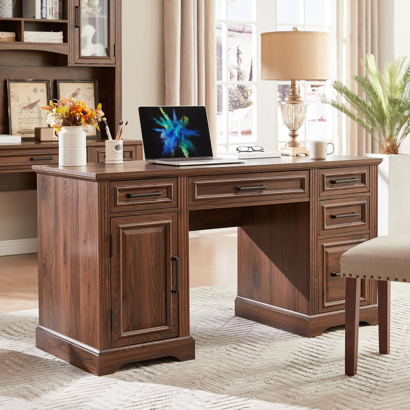 Off-White 58" Executive Desk – Farmhouse Office