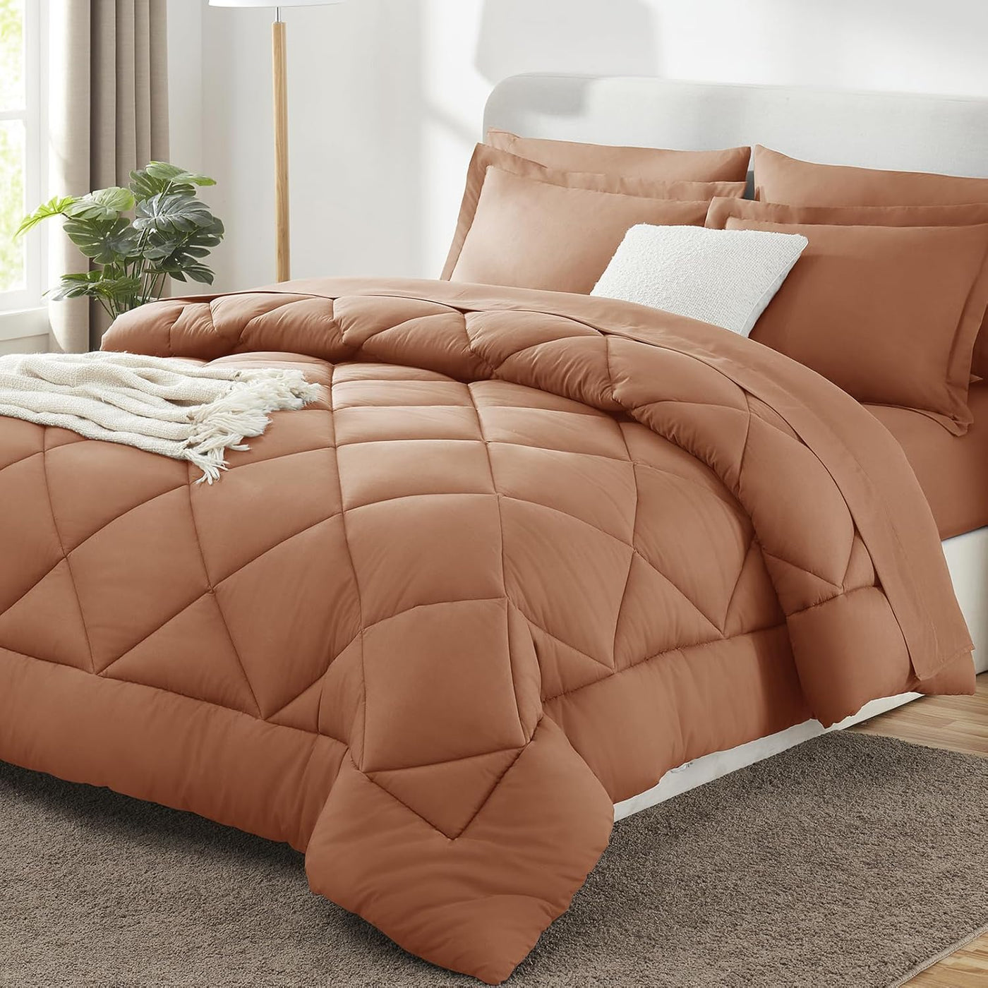 King Size Comforter Set – 7 Piece Dark Grey