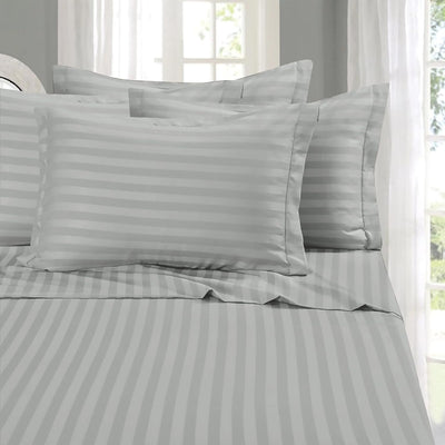 King 6-Pc Damask Stripe Sheet Set – Burgundy