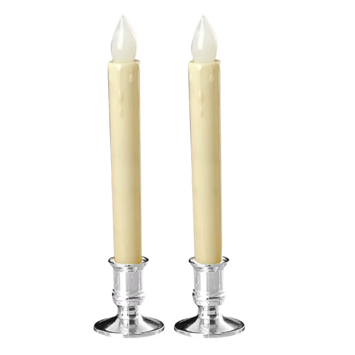 2 Set Wedding LED Candles Pillar Tea Light Church Candles Stand Flameless Votive Long Candles for Home Cafe Bar Decor