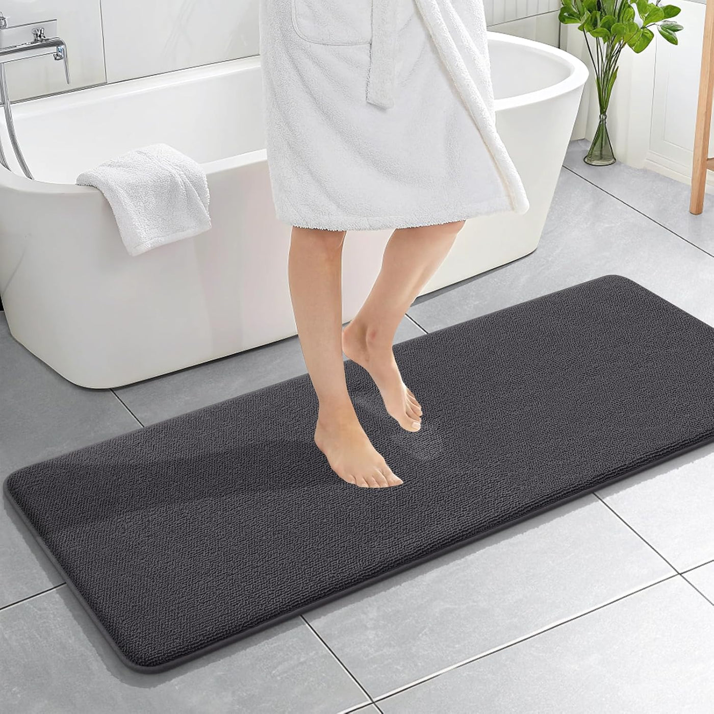 Memory Foam Bath Mat – 30x20 Grey, Soft & Absorbent