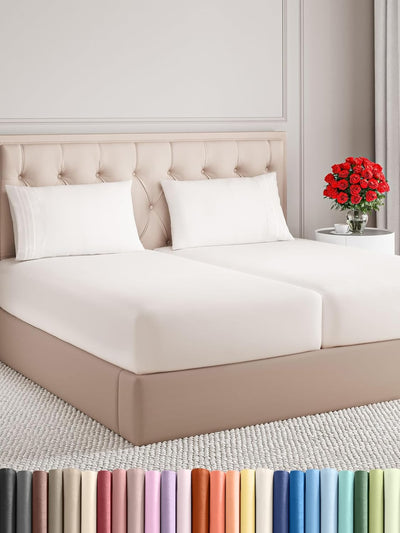 Queen 4-Pc White Sheet Set – Soft, Cooling, Luxury