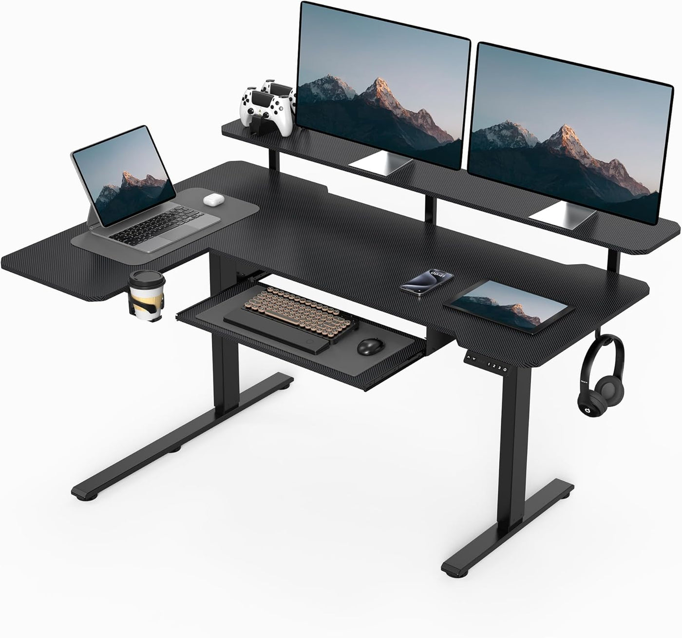 59" L-Shaped Standing Desk – Adjustable Electric Desk