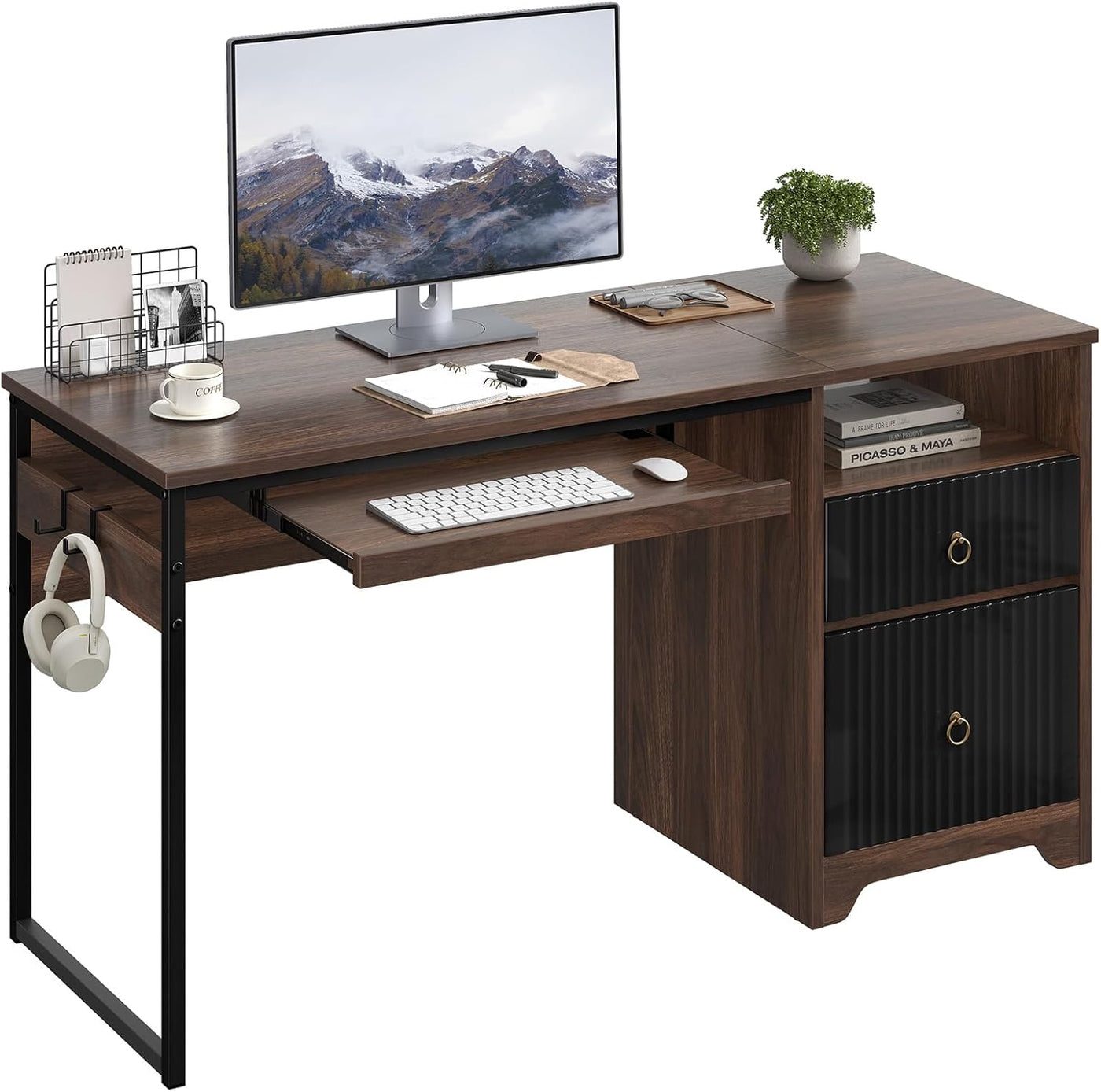 Gray 48" Computer Desk – Office Desk w/ Storage