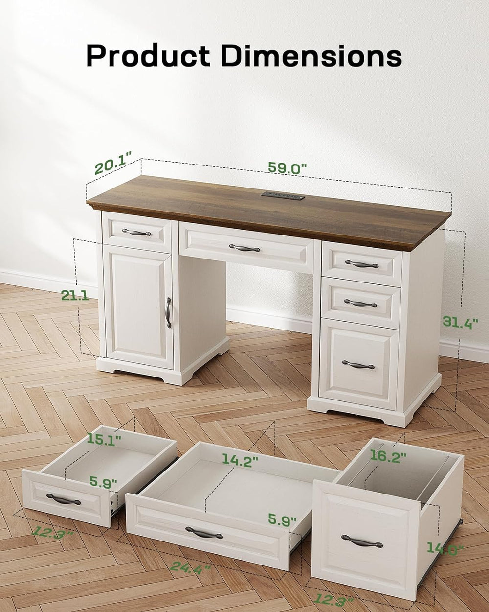 Farmhouse 60" Executive Desk – Rustic Office Desk