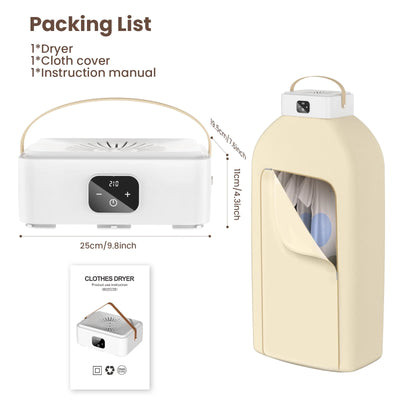 Portable Clothes Dryer, Foldable Electric Mini Drying Machine with Dry Bag and Remote Control