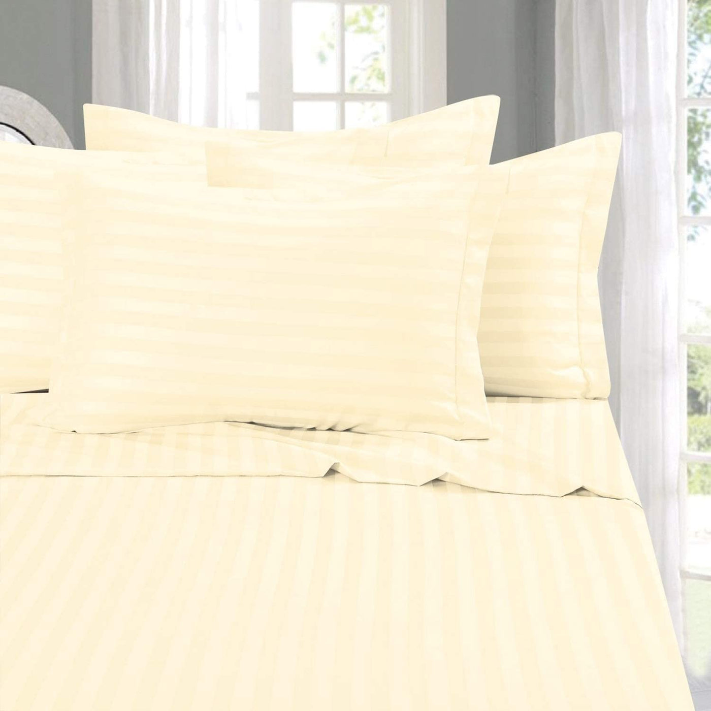 King 6-Pc Damask Stripe Sheet Set – Burgundy