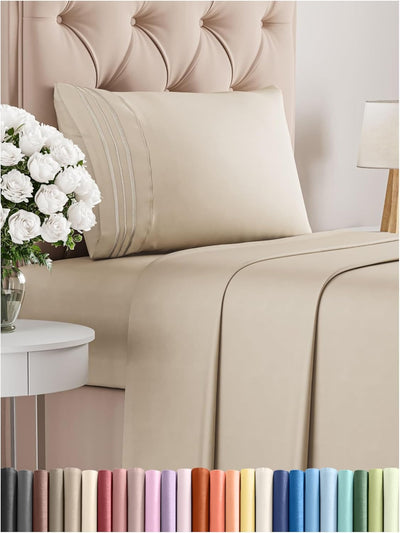Queen 4-Pc White Sheet Set – Soft, Cooling, Luxury