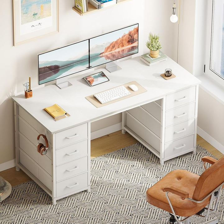 White 48" Computer Desk – Modern Desk w/ Storage