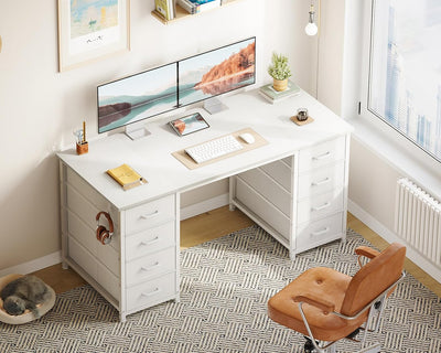White 48" Computer Desk – Modern Desk w/ Storage