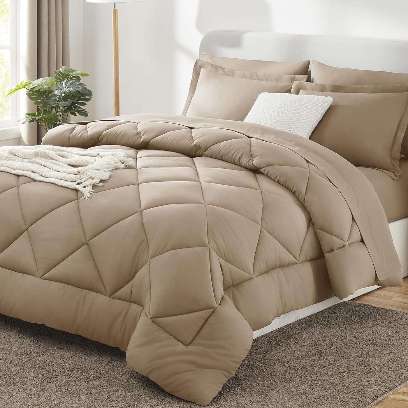 King Size Comforter Set – 7 Piece Dark Grey