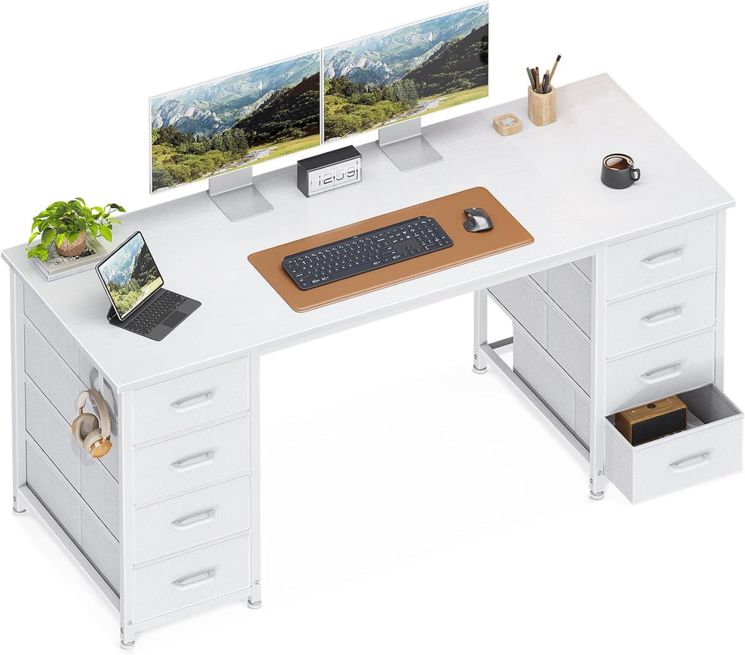 White 48" Computer Desk – Modern Desk w/ Storage