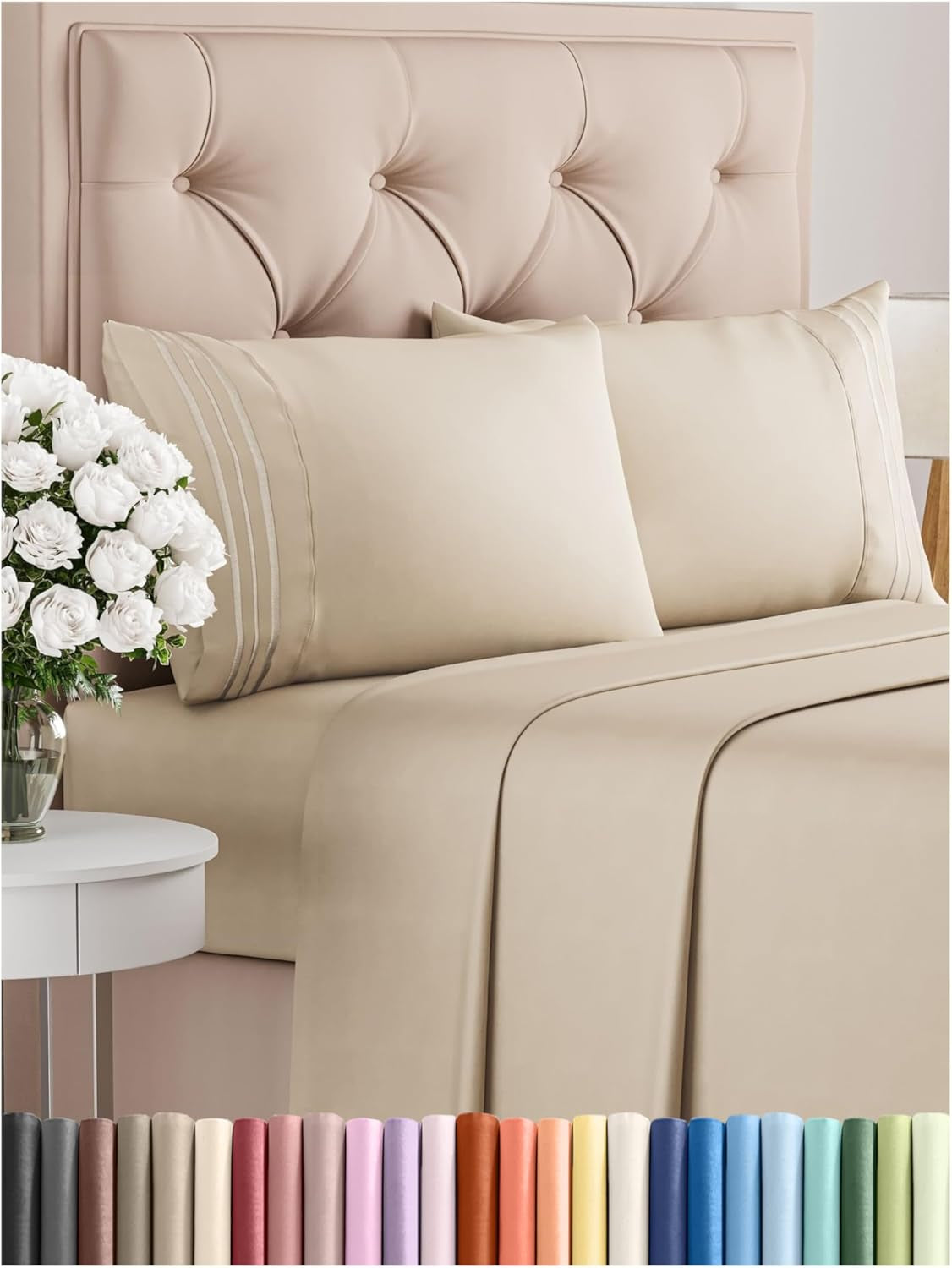 Queen 4-Pc White Sheet Set – Soft, Cooling, Luxury