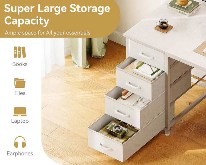 White 48" Computer Desk – Modern Desk w/ Storage