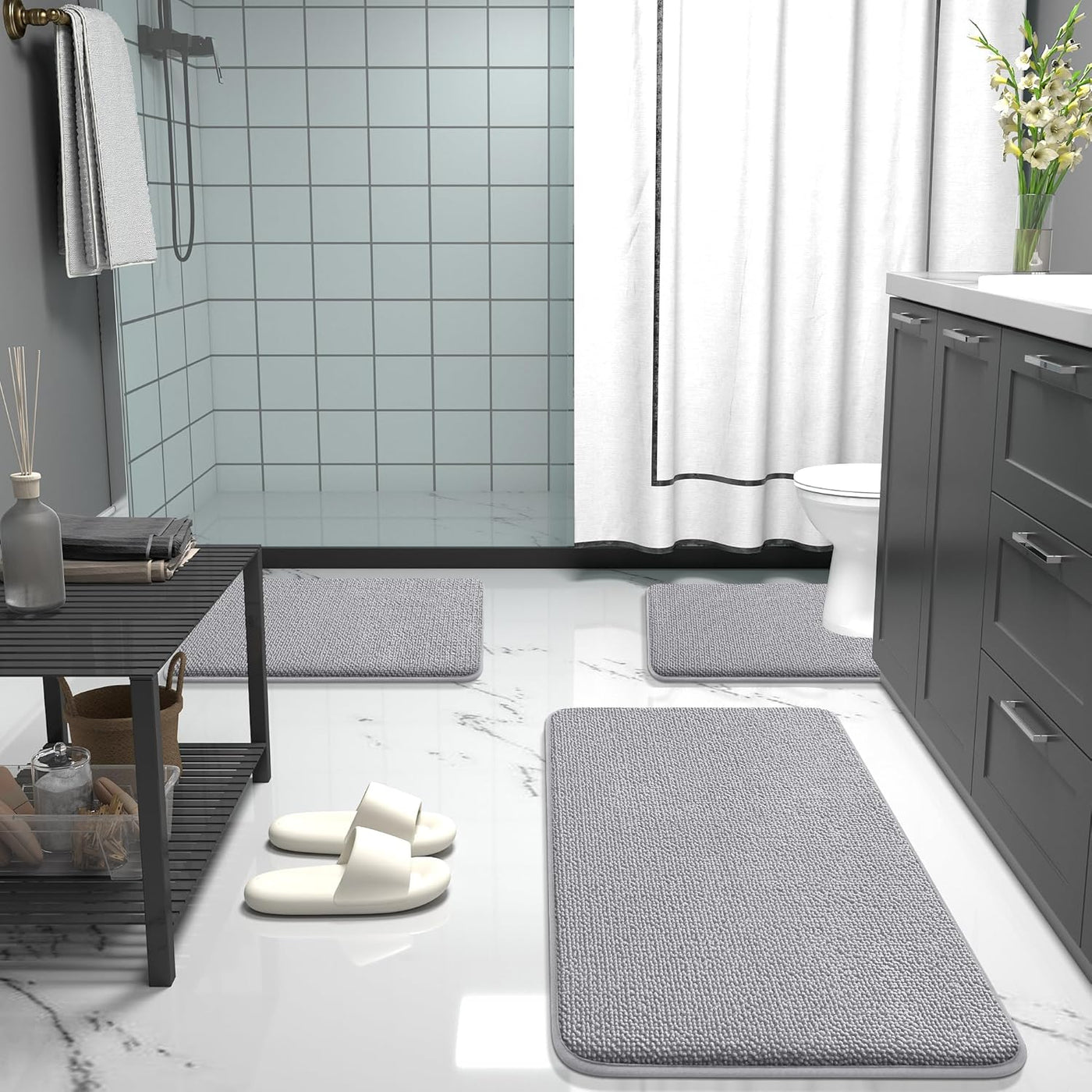Memory Foam Bath Mat – 30x20 Grey, Soft & Absorbent