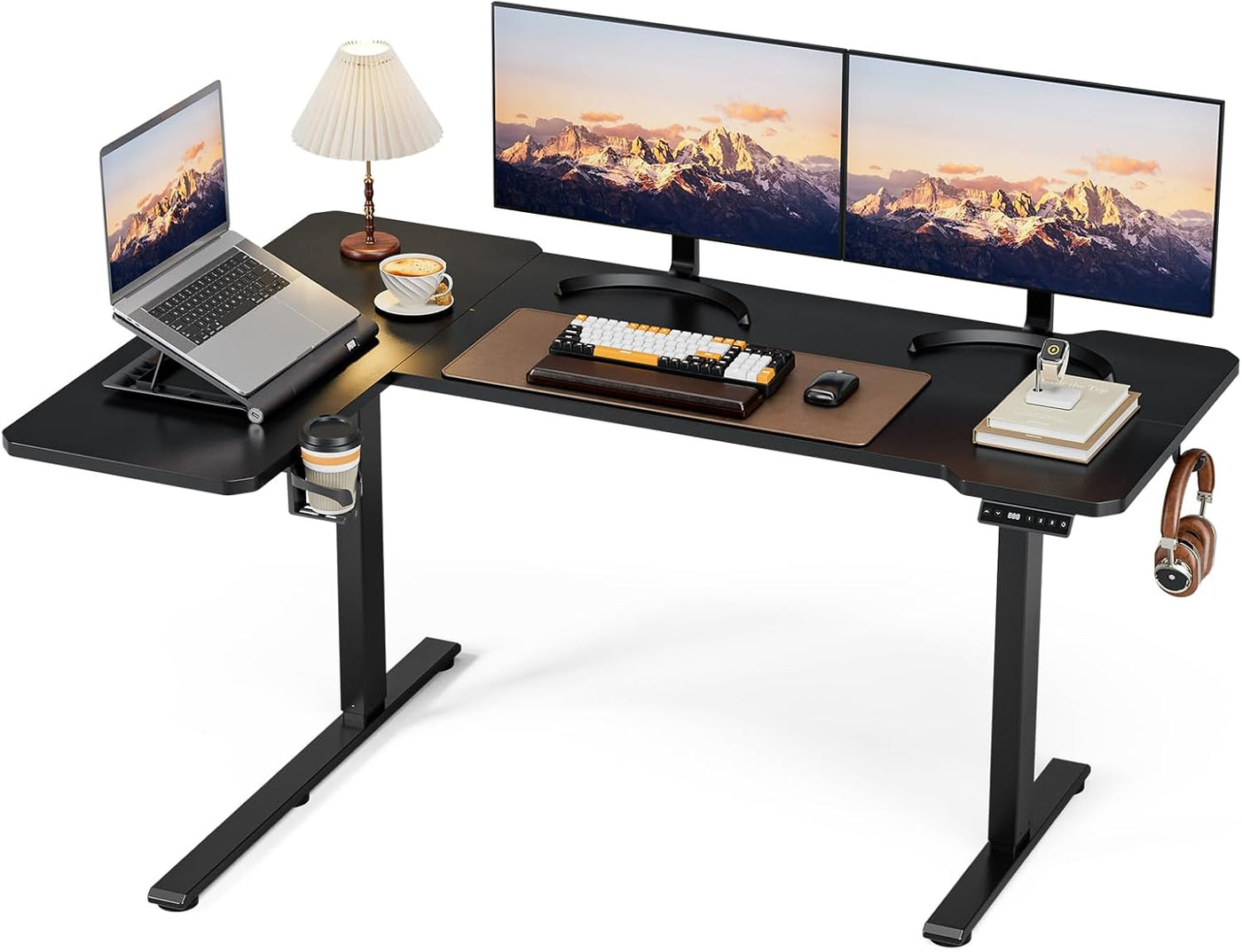 59" L-Shaped Standing Desk – Adjustable Electric Desk