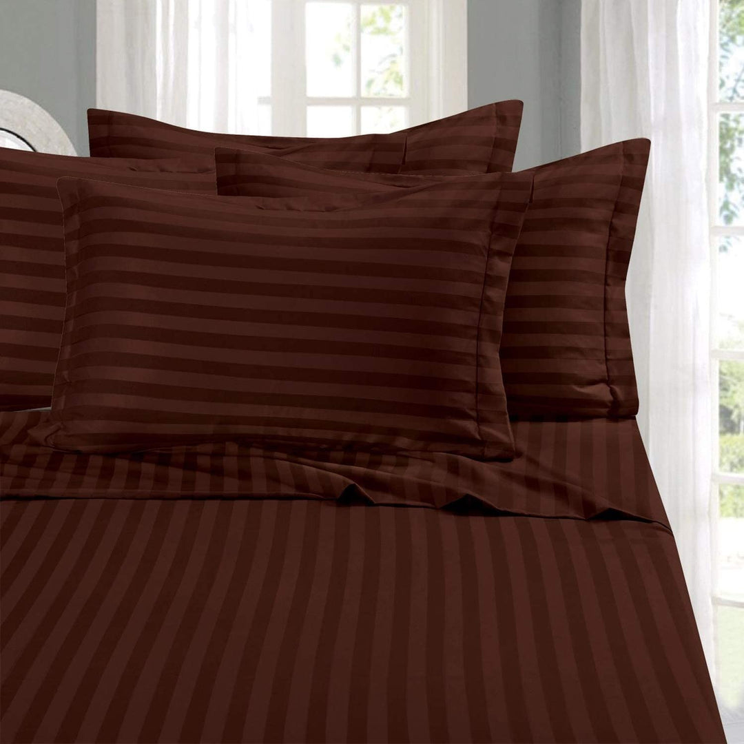 King 6-Pc Damask Stripe Sheet Set – Burgundy