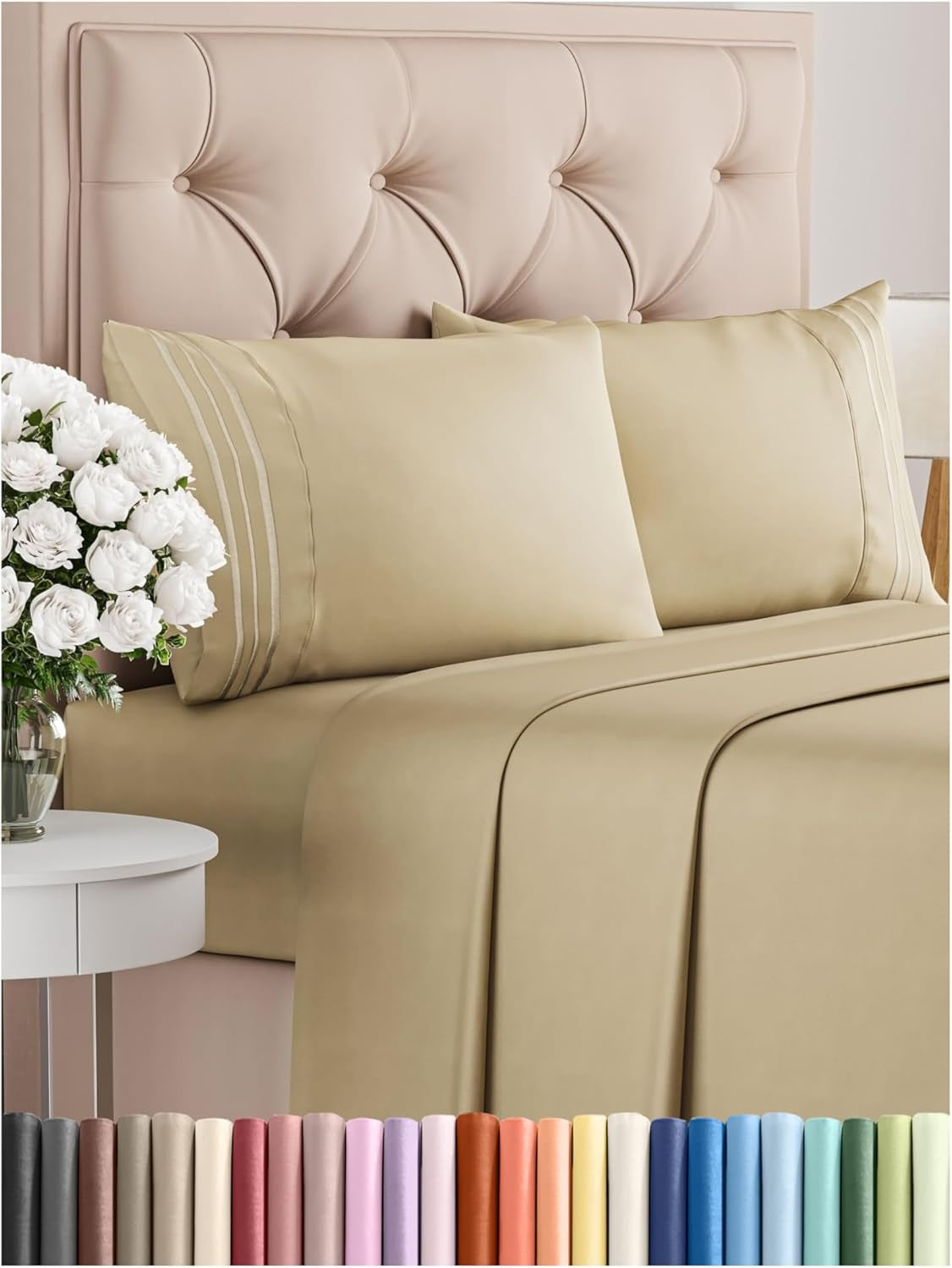 Queen 4-Pc White Sheet Set – Soft, Cooling, Luxury