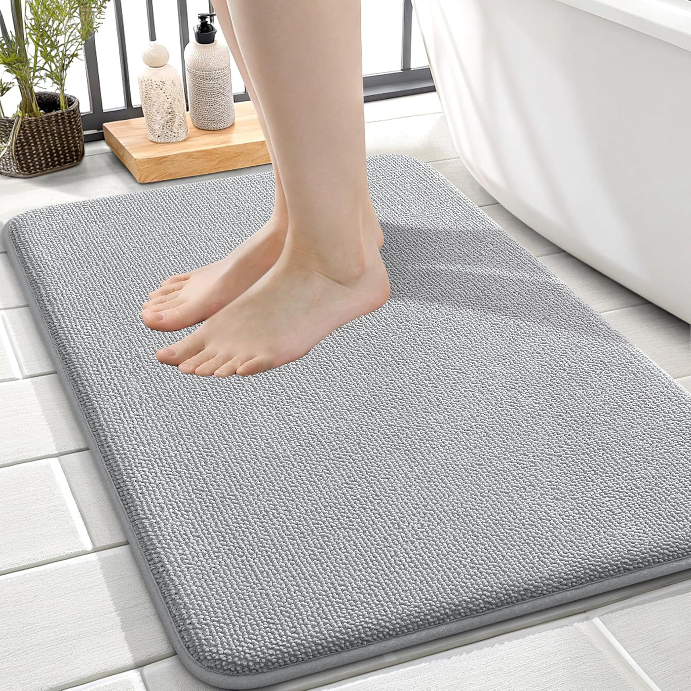 Memory Foam Bath Mat – 30x20 Grey, Soft & Absorbent