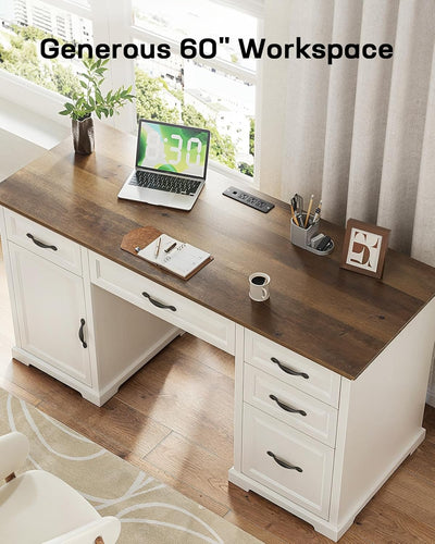 Farmhouse 60" Executive Desk – Rustic Office Desk