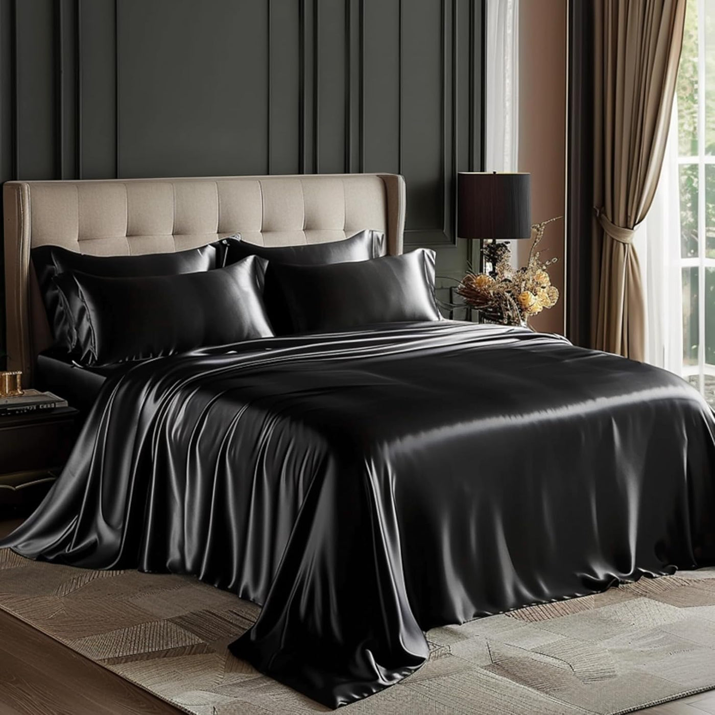 Queen Satin Sheet Set – 4 Pc Pink Silky Bedding