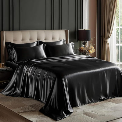 Queen Satin Sheet Set – 4 Pc Pink Silky Bedding