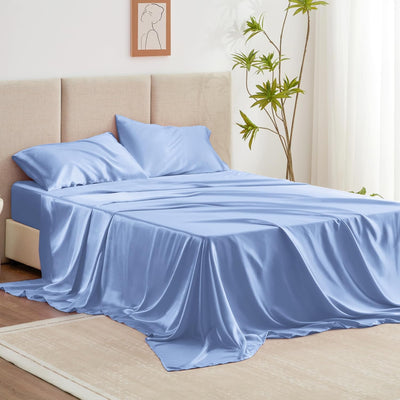 Queen Satin Sheet Set – 4 Pc Pink Silky Bedding