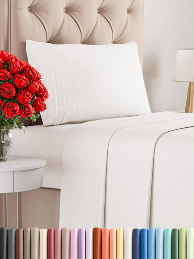 Queen 4-Pc White Sheet Set – Soft, Cooling, Luxury