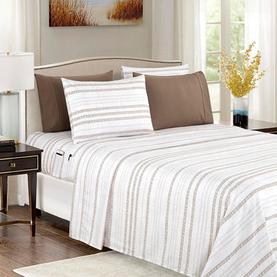 King 6-Pc Damask Stripe Sheet Set – Burgundy