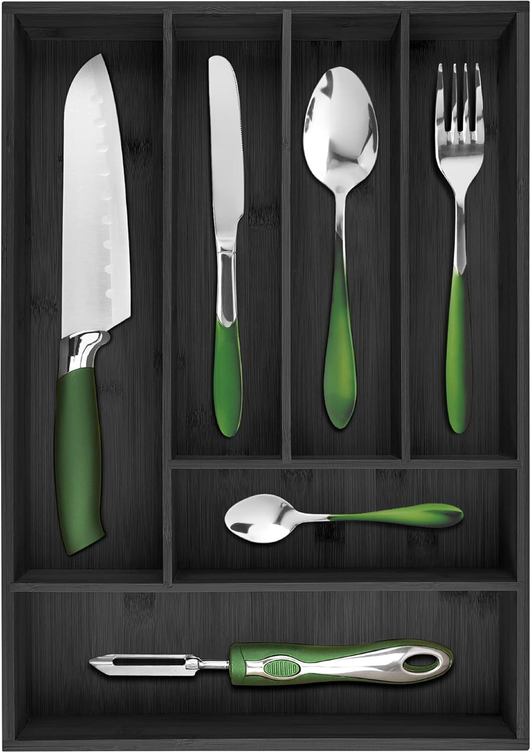 Expandable Bamboo Drawer Organizer for Kitchen & Office – 10 Adjustable Compartments, Fits 13"–22" Wide Drawers