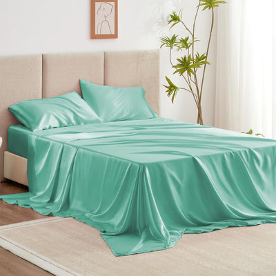 Queen Satin Sheet Set – 4 Pc Pink Silky Bedding