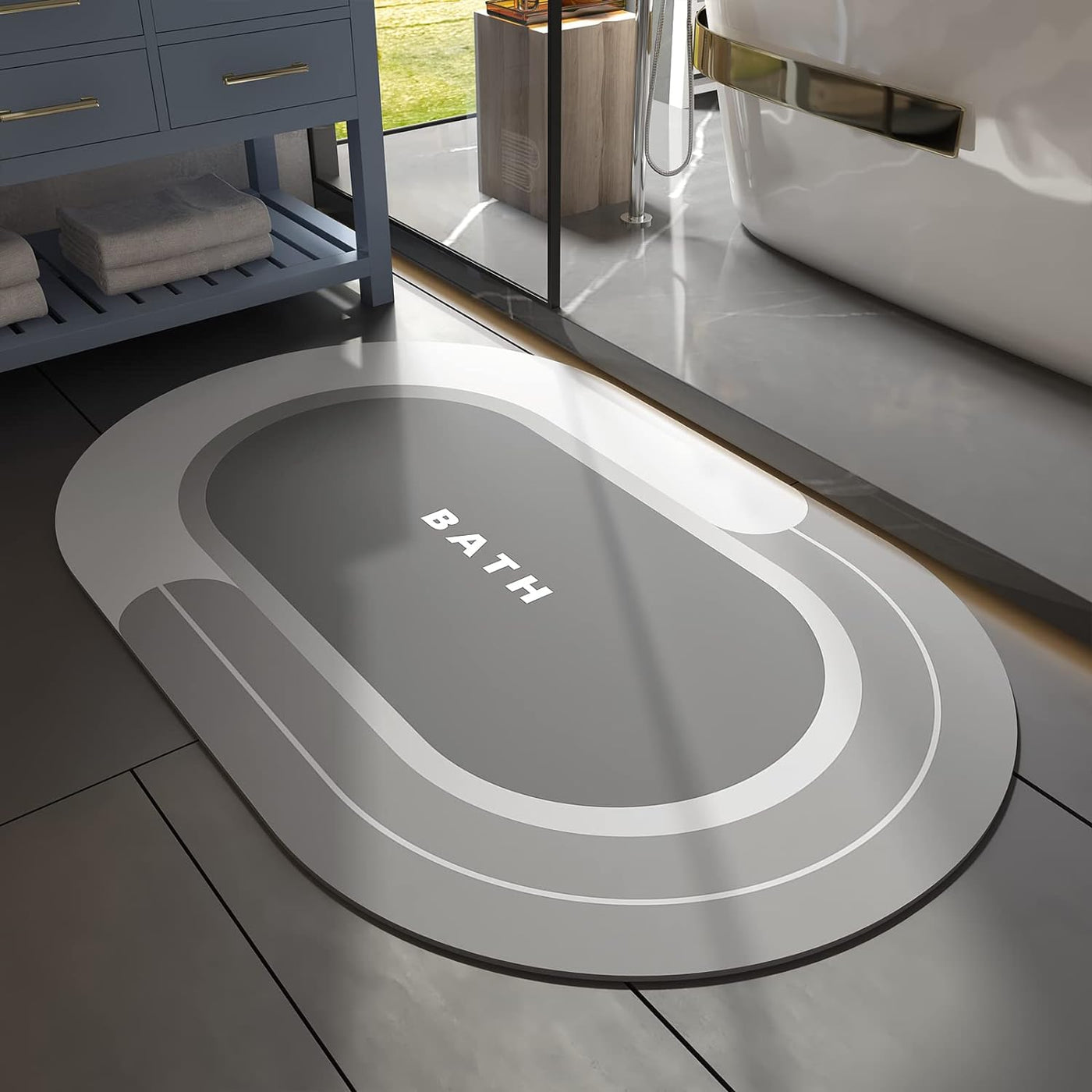 Grey Bath Mat – 17"x27" Non-Slip Quick Dry Rug